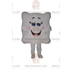 BIGGYMONKEY™ mascot costume of very smiling white square with