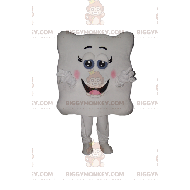 BIGGYMONKEY™ mascot costume of very smiling white square with rounded corners - Unclassified mascots - BiggyMonkey.com