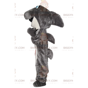 Kostým maskota Very Happy Grey and White Shark BIGGYMONKEY™ –