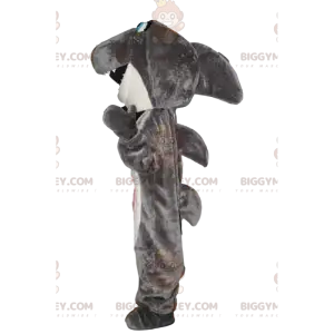 Very Happy Grey and White Shark BIGGYMONKEY™ maskottiasu -