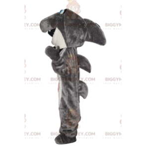 Costume de mascotte BIGGYMONKEY™ de requin gris et blanc très heureux - Mascottes Poisson - BIGGYMONKEY_013536 - BiggyMonkey.com