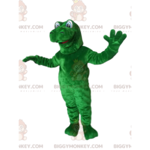 BIGGYMONKEY™ Maskotdräkt Jättegrön dinosaurie med googly ögon -