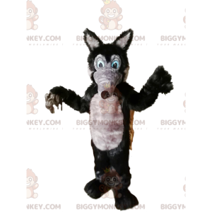BIGGYMONKEY™ Mascot Costume Gray and Black Wolf with Long