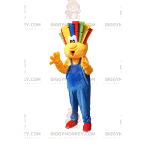 Traje de mascote BIGGYMONKEY™ Homem amarelo com corte de cabelo
