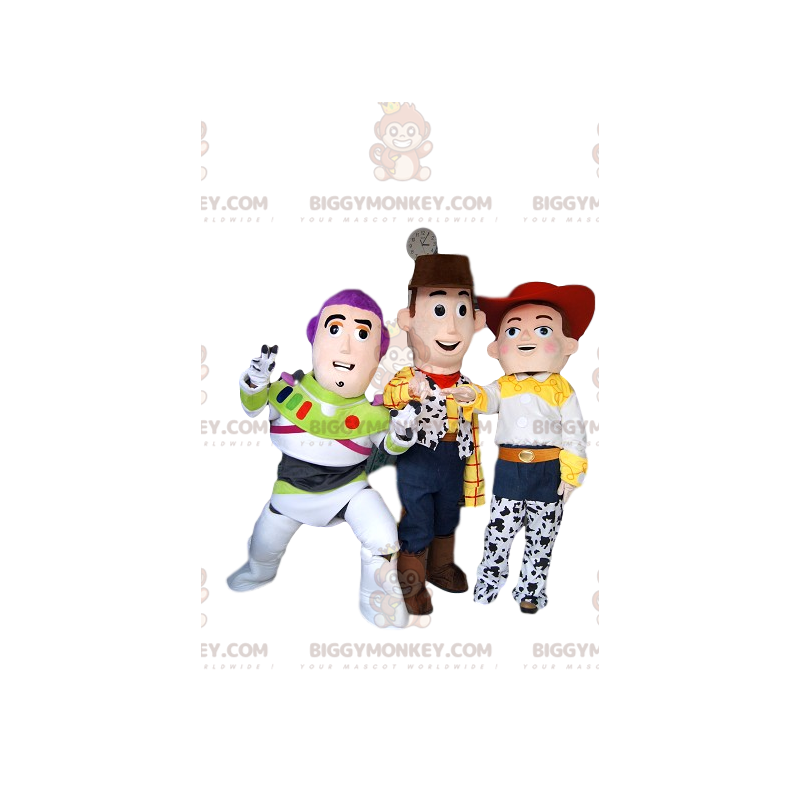 Trio de Costume de mascotte BIGGYMONKEY™ de Jessie, Buzz Trio de Costume de mascotte BIGGYMONKEY™ de Jessie, Buzz