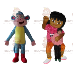 BIGGYMONKEY™ Dora und Shipper Maskottchen-Kostüm-Duo von Dora