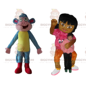 duo de disfraz de mascota BIGGYMONKEY™ de Dora y Shipper de Dora la Exploradora - Mascotas personajes famosos - BiggyMonkey.com