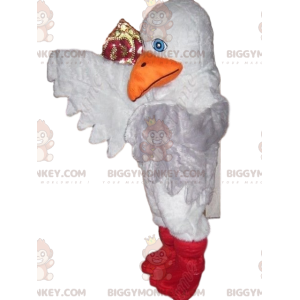 BIGGYMONKEY™ Maskottchen-Kostüm mit weißem Vogel und großem