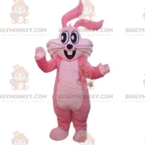 Big Eyes Super Happy Pink Bunny BIGGYMONKEY™ Mascot Costume -