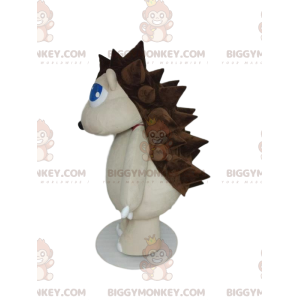 BIGGYMONKEY™ Maskottchenkostüm Weißer Igel mit braunen Stacheln