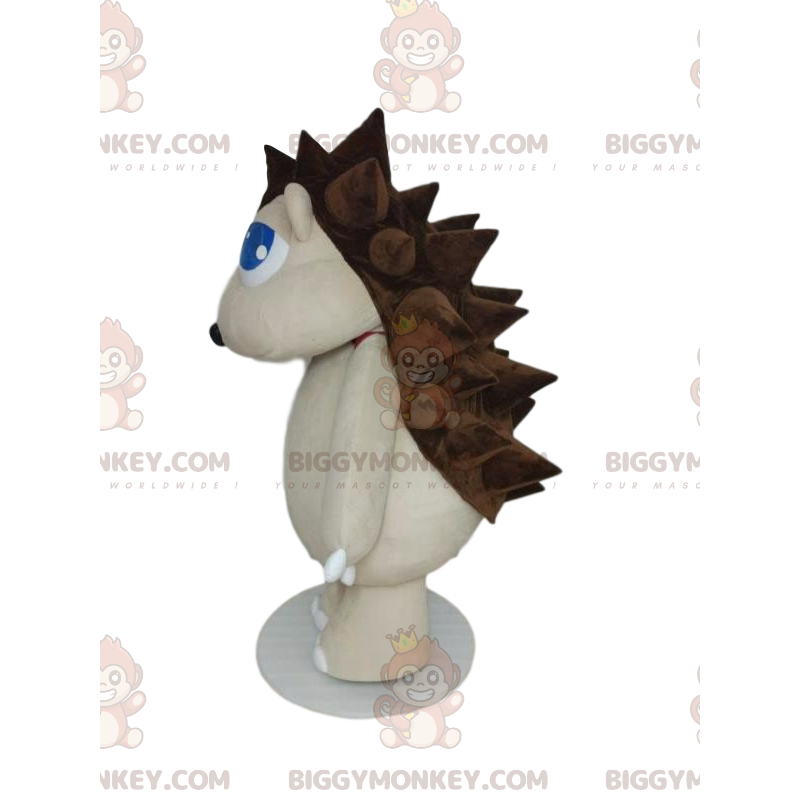 BIGGYMONKEY™ maskotkostume Hvid pindsvin med brune fjerpinde - BIGGYMONKEY™ maskotkostume Hvid pindsvin med brune fjerpinde -