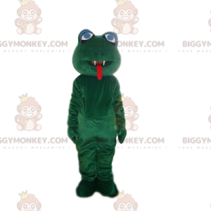 Green Frog With Two Sharp Teeth BIGGYMONKEY™ Mascot Costume -