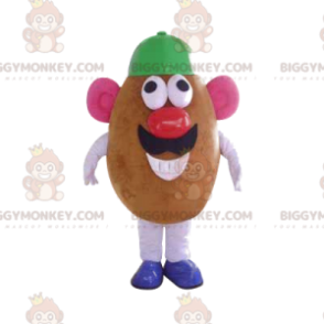 Mr. Potato Head BIGGYMONKEY™ maskotdräkt med grön mössa - Grönsaksmaskot - BIGGYMONKEY_013569 - BiggyMonkey.com