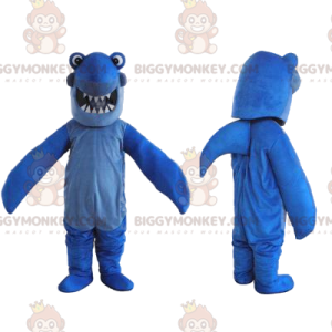 Blue Shark BIGGYMONKEY™ Maskottchen-Kostüm mit einem großen