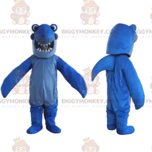 Blue Shark BIGGYMONKEY™ maskottiasu suurella hymyllä -