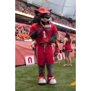 Traje de mascote BIGGYMONKEY™ Lobo Cinzento em roupas