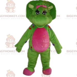 Meget sød grøn og fuchsia dinosaur BIGGYMONKEY™ maskotkostume -
