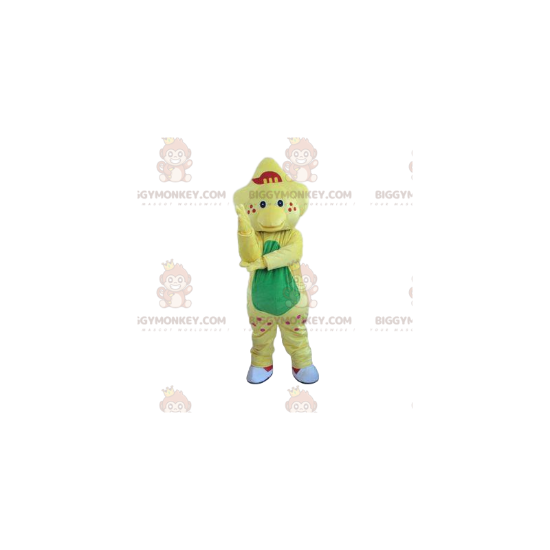 Traje de mascote BIGGYMONKEY™ Dinossauro amarelo pálido com Traje de mascote BIGGYMONKEY™ Dinossauro amarelo pálido com