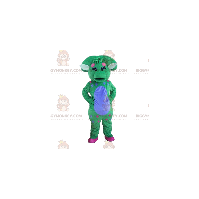 Pastellinvihreä ja sininen dinosaurus BIGGYMONKEY™ maskotti Pastellinvihreä ja sininen dinosaurus BIGGYMONKEY™ maskotti