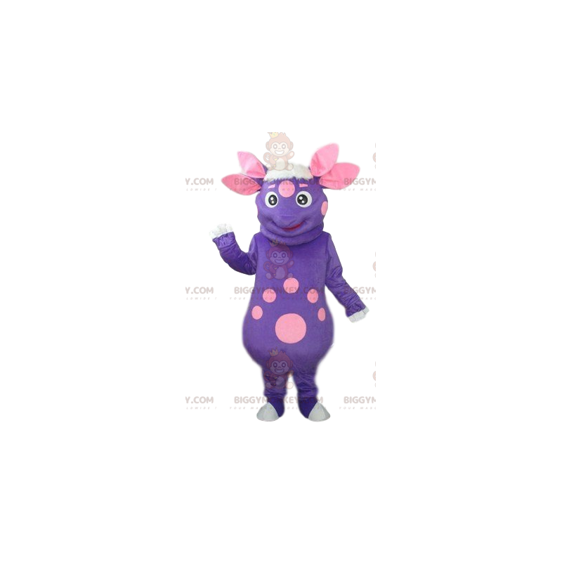 Traje de mascote BIGGYMONKEY™ Alienígena roxo e rosa com quatro Traje de mascote BIGGYMONKEY™ Alienígena roxo e rosa com quatro