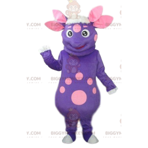 BIGGYMONKEY™ Mascottekostuum Paars en Roze Alien met Vier Oren