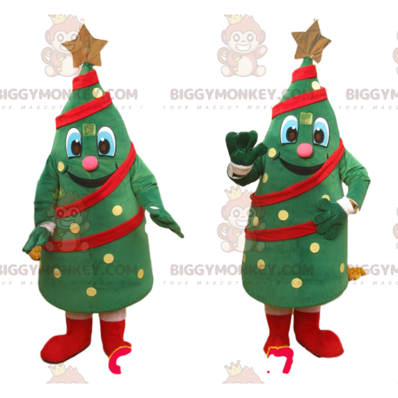 BIGGYMONKEY™ Mascot Costume Green Tree Decorated with Tinsel