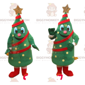 BIGGYMONKEY™ Mascot Costume Green Tree Decorated with Tinsel