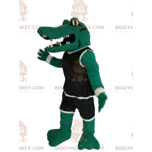 Kostým krokodýla BIGGYMONKEY™ maskota s černým sportovním