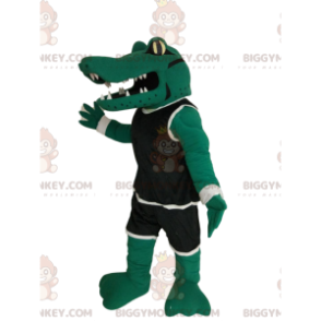 Krokodil BIGGYMONKEY™ Maskotdräkt med svarta sportkläder - Krokodilmaskot - BIGGYMONKEY_013592 - BiggyMonkey.com