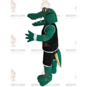 Crocodile BIGGYMONKEY™ Mascot Costume with Black Sportswear -