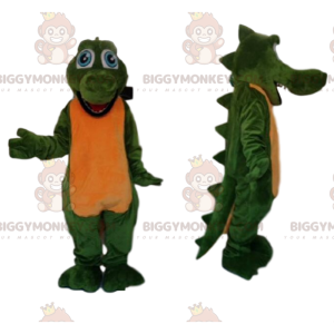 BIGGYMONKEY™ Maskottchen-Kostüm Lustiges grünes Krokodil mit