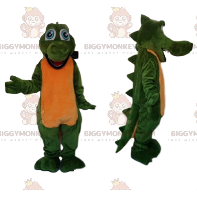Costume de mascotte BIGGYMONKEY™ de crocodile vert hilarant Costume de mascotte BIGGYMONKEY™ de crocodile vert hilarant