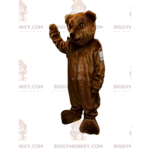 Brun björn BIGGYMONKEY™ maskotdräkt med ett fint nosparti och