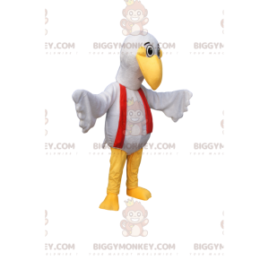 BIGGYMONKEY™ Maskottchenkostüm Weißer Vogel mit lustigem