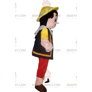 Happy Pinocchio BIGGYMONKEY™ Mascot Costume With Yellow Hat -