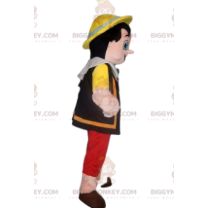 Happy Pinocchio BIGGYMONKEY™ mascottekostuum met gele hoed - Mascottes beroemde mensen - BIGGYMONKEY_013605 - BiggyMonkey.com