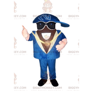 Rapper BIGGYMONKEY™ Mascot Costume with Beautiful Blue Suit and