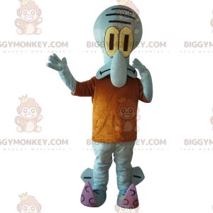Squidward Tentacle BIGGYMONKEY™ maskotdräkt med orange t-shirt