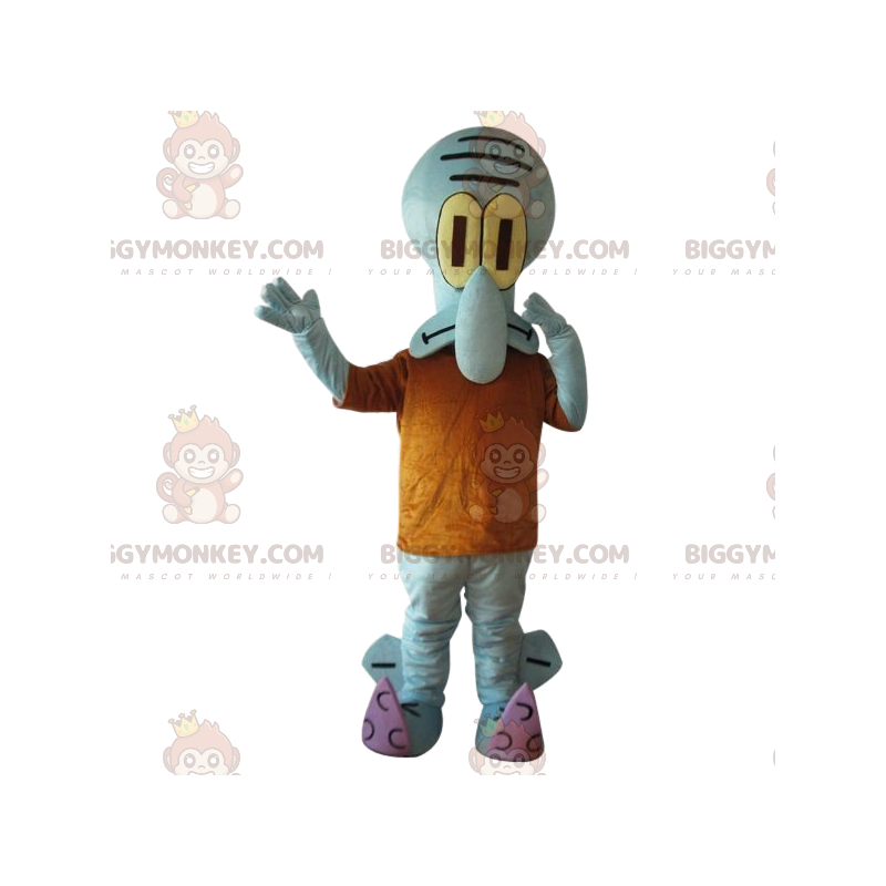 Squidward Tentacle BIGGYMONKEY™ maskotkostume med orange Squidward Tentacle BIGGYMONKEY™ maskotkostume med orange