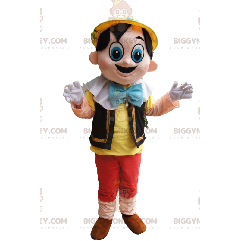 BIGGYMONKEY™ Mascottekostuum Pinokkio schattig met grote blauwe
