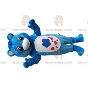 BIGGYMONKEY™ maskotkostume blå og hvid bjørneunge med