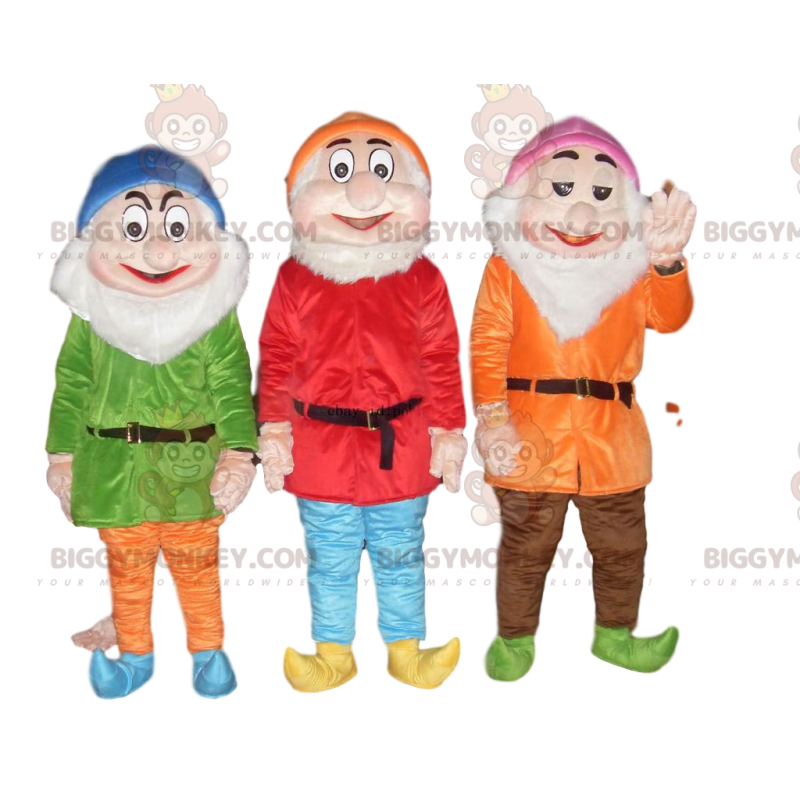 BIGGYMONKEY™ Mascote Trio de Anões, Blanche e os Sete Anões –