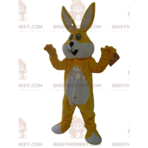 Super veselý kostým žlutobílého králíka BIGGYMONKEY™ maskota - Králík maskot - BIGGYMONKEY_013618 - BiggyMonkey.com