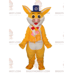 Kostium maskotki BIGGYMONKEY™ Żółty kot z niebieską czapką - Maskotki dla kotów - BIGGYMONKEY_013621 - BiggyMonkey.com