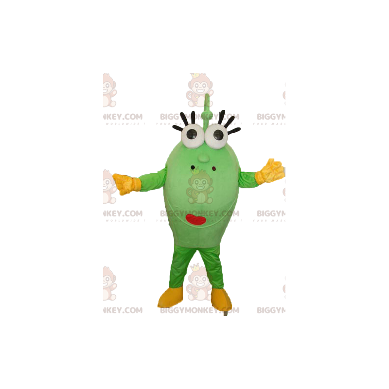 ¡Disfraz de mascota BIGGYMONKEY™ en forma de óvalo verde con ¡Disfraz de mascota BIGGYMONKEY™ en forma de óvalo verde con