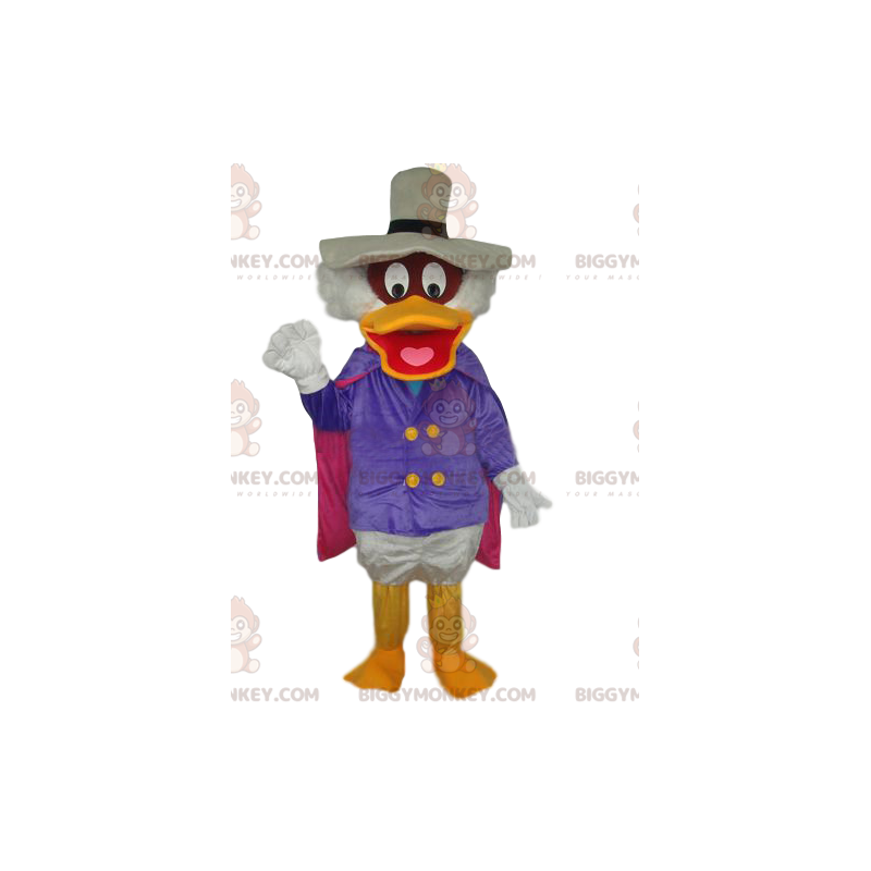 Kostium maskotki BIGGYMONKEY™ Scrooge'a z dużym białym kapeluszem i eleganckim strojem - Znani ludzie maskotki - BiggyMonkey.com