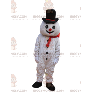 BIGGYMONKEY™ Funny Snowman Mascot Costume With Black Hat -