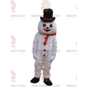 BIGGYMONKEY™ Funny Snowman Mascot Costume With Black Hat -