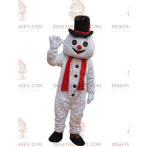 BIGGYMONKEY™ Funny Snowman Mascot Costume With Black Hat -