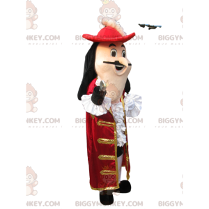 Στολή μασκότ Captain Hook BIGGYMONKEY™ με υπέροχο κόκκινο βελούδινο μπουφάν - Μασκότ διάσημων χαρακτήρων - BiggyMonkey.com